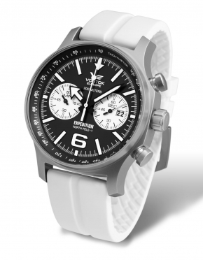 pánske hodinky Vostok-Europe EXPEDITION chrono line 6S21/5955199S na bielom silikóne