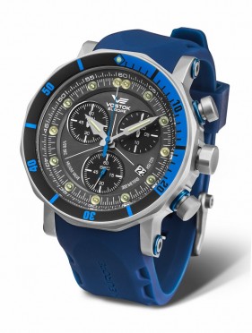 p�nske hodinky Vostok-Europe LUNOCHOD-2 chrono line  6S30/6205213 modr� silik�n