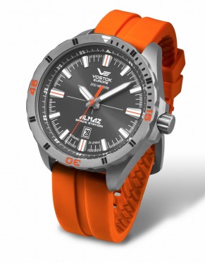 pnske hodinky Vostok-Europe ALMAZ titanium line NH35A/320H263 oranov silikn